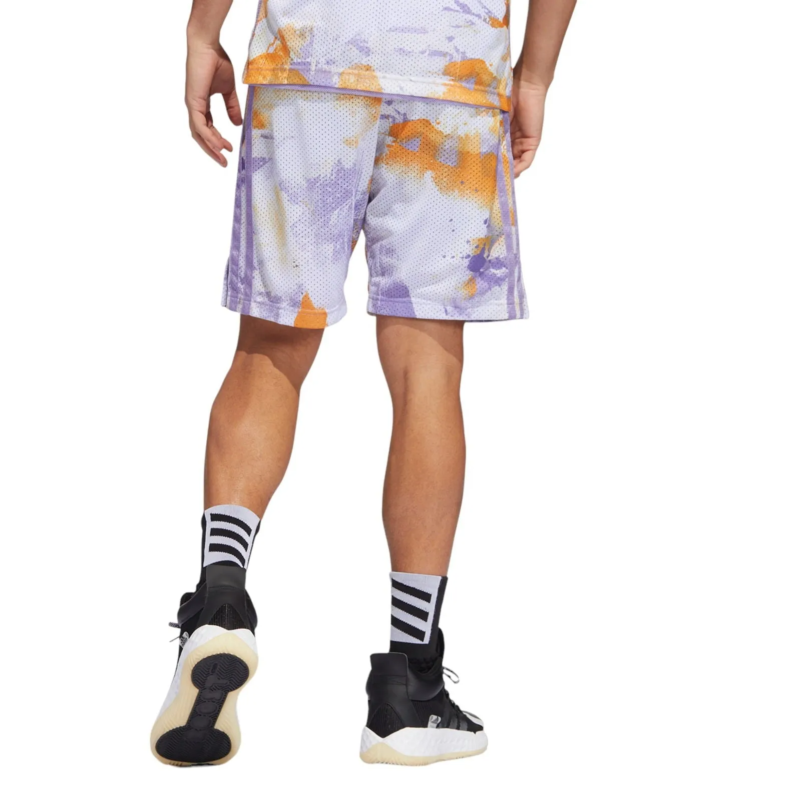 adidas Allover Print Mesh Shorts - White / Magic Lilac