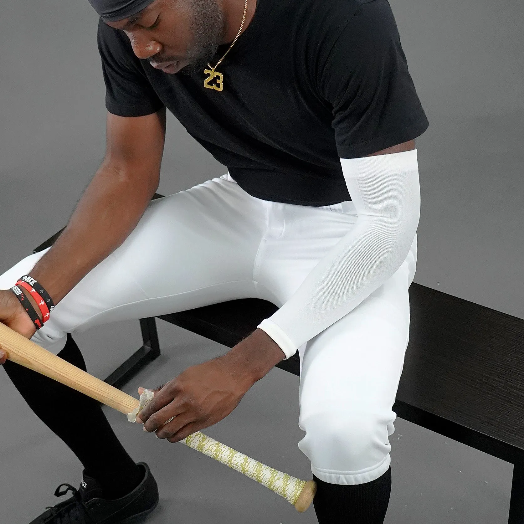 Basic White One Size Fits All Baseball Arm Sleeve