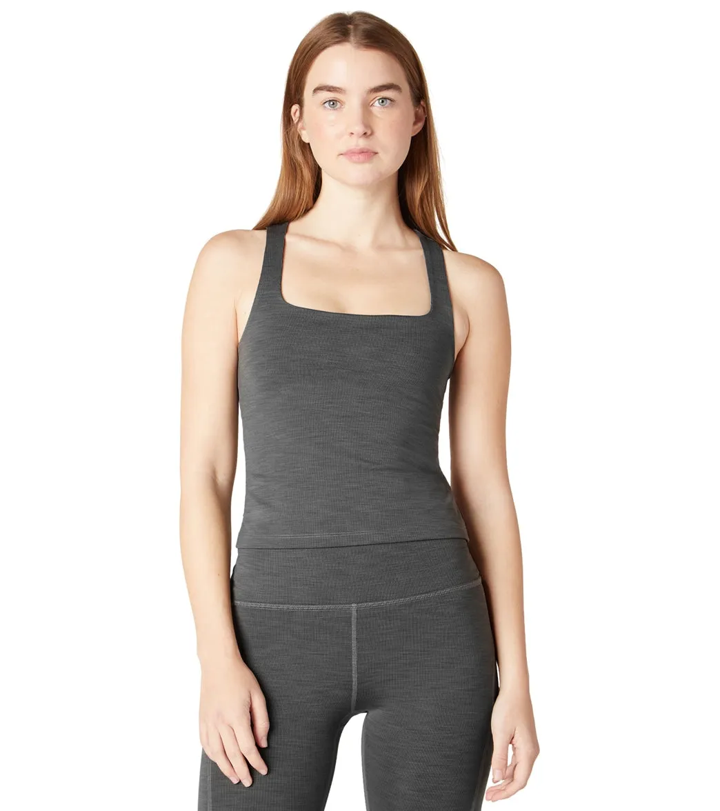 Beyond Yoga Heather Rib Square Neck Yoga Tank