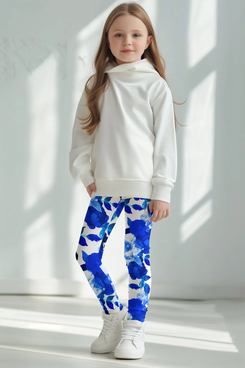 Blue Blood Lucy Cute Floral Printed Stretch Leggings - Girls