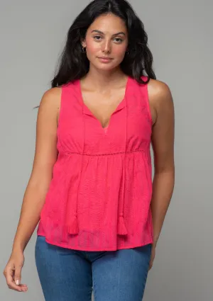 Bohemian Embroidered Sheer Tank Top