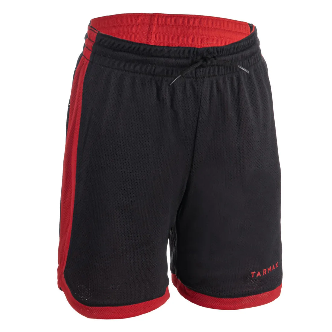 Boys'/Girls' Intermediate Reversible Basketball Shorts SH500R - Black/Red