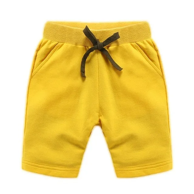 Cotton Solid Elastic Waist Shorts For Boys & Girls