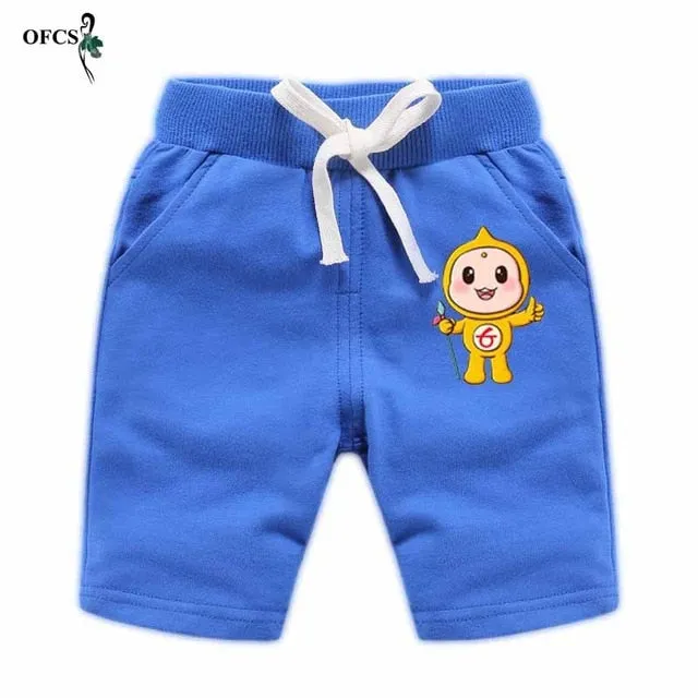 Cotton Solid Elastic Waist Shorts For Boys & Girls