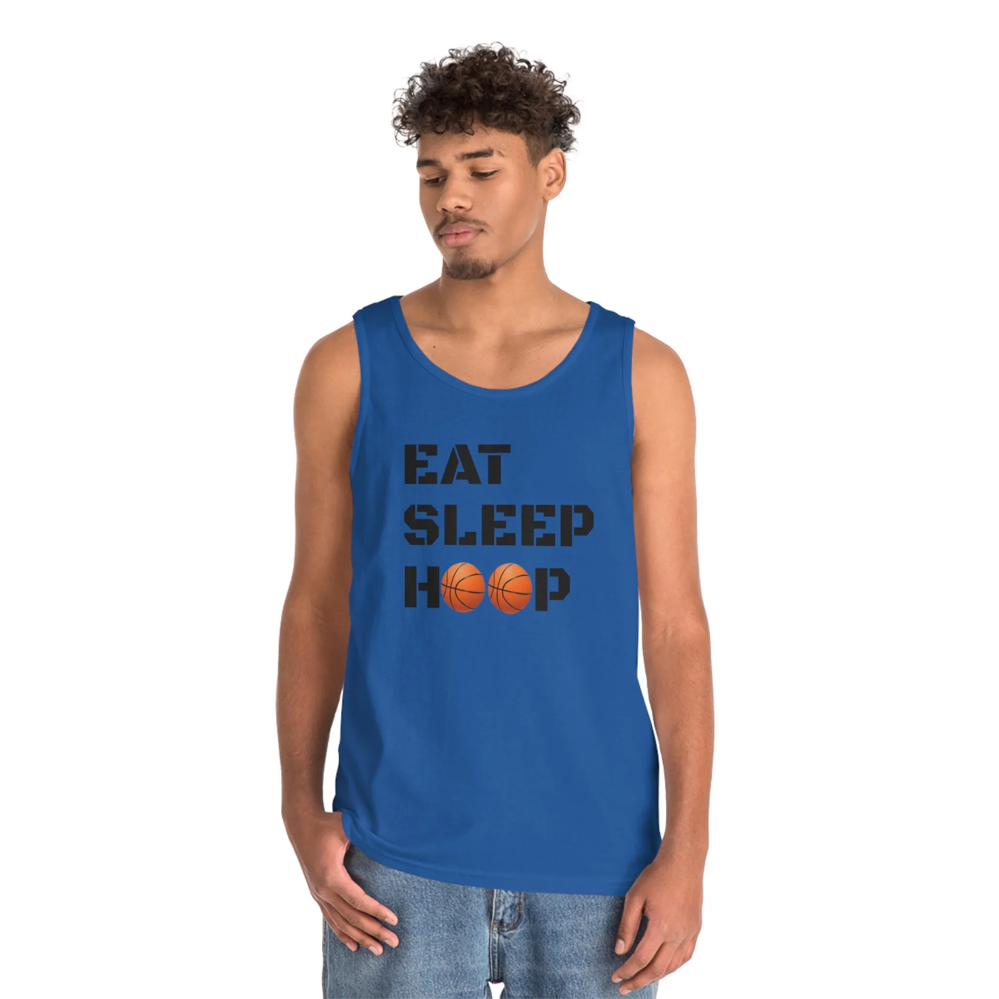 Eat Sleep Hoop Unisex Heavy Cotton Tank Top