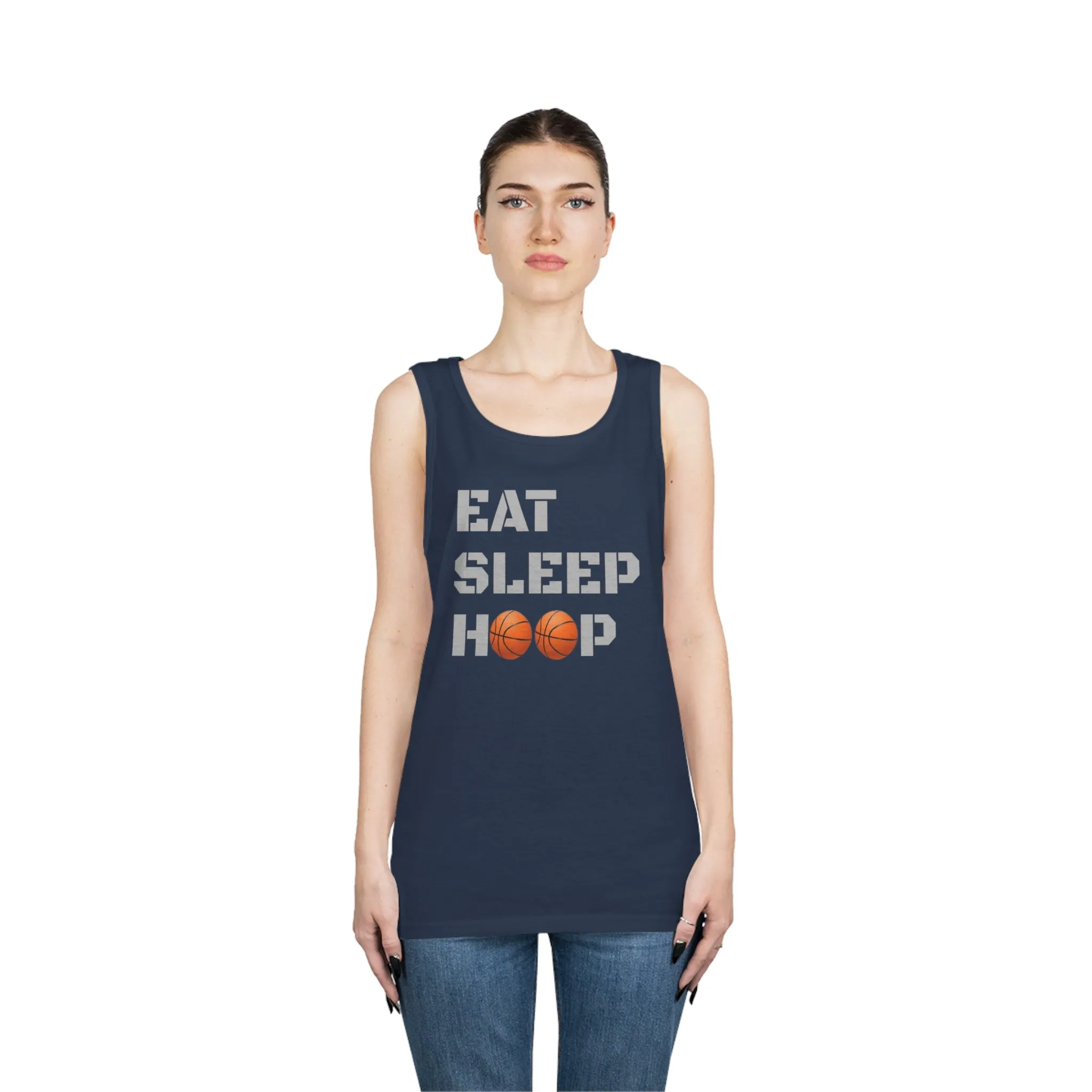 Eat Sleep Hoop Unisex Heavy Cotton Tank Top