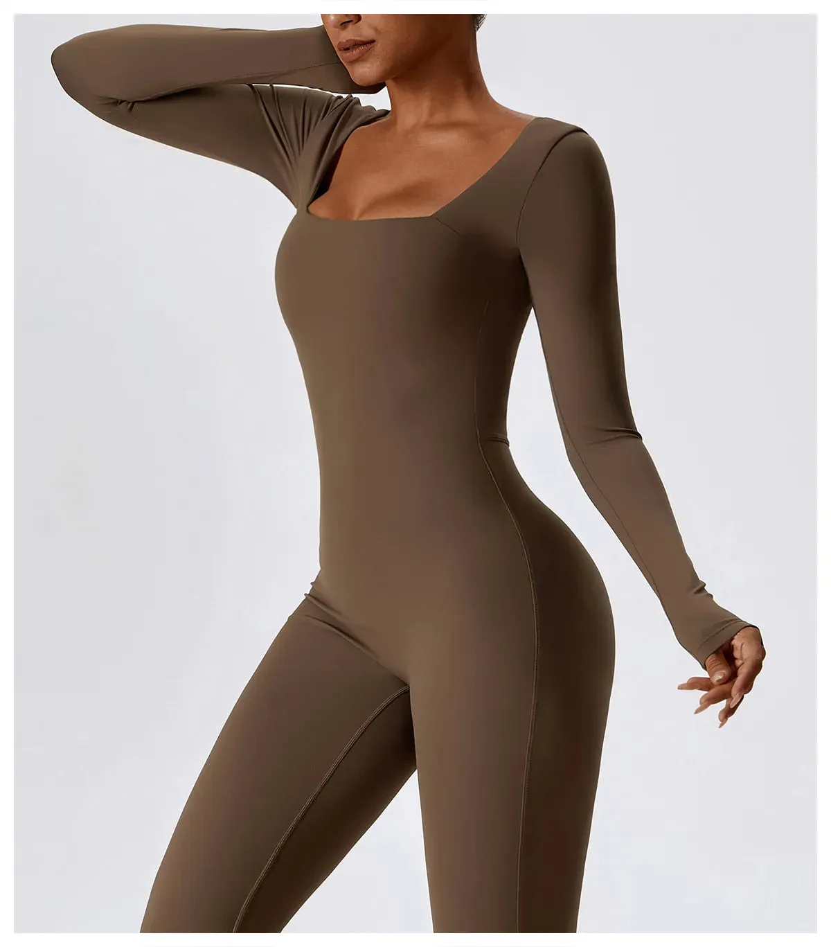Finesse Long-Sleeve Skinny Jumpsuit