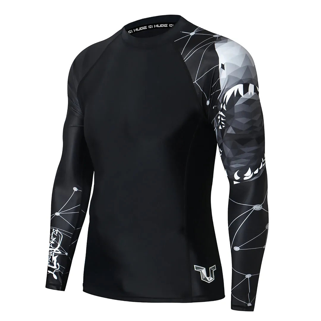 Graphic UPF50  Long Sleeve Rash Guard for Men - Shark Style