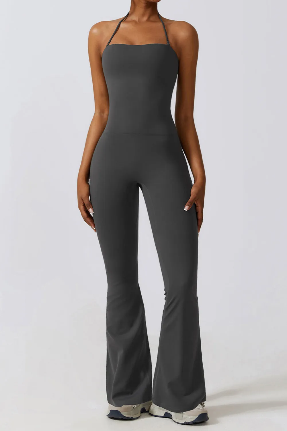 Halter Flared Yoga Jumpsuit