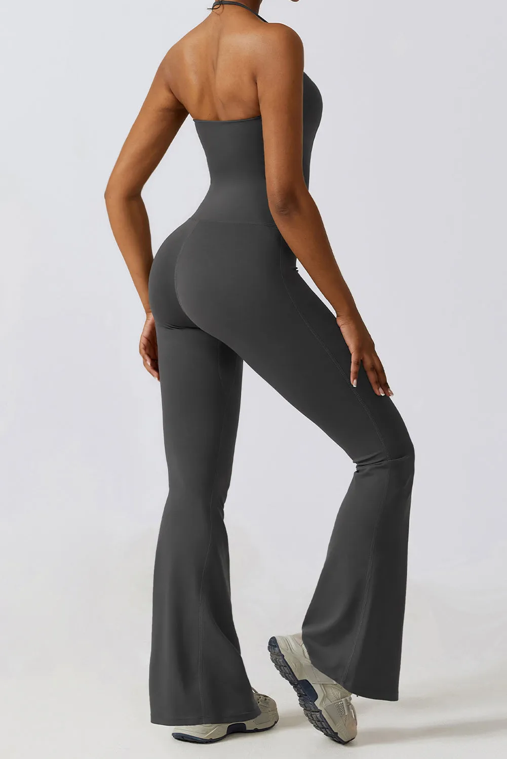 Halter Flared Yoga Jumpsuit