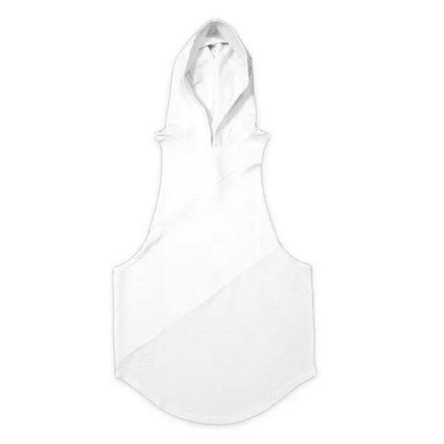 Hooded Vest Sport Shirt Men Sleeveless Running T Shirt Hoody Sportswear Fitness