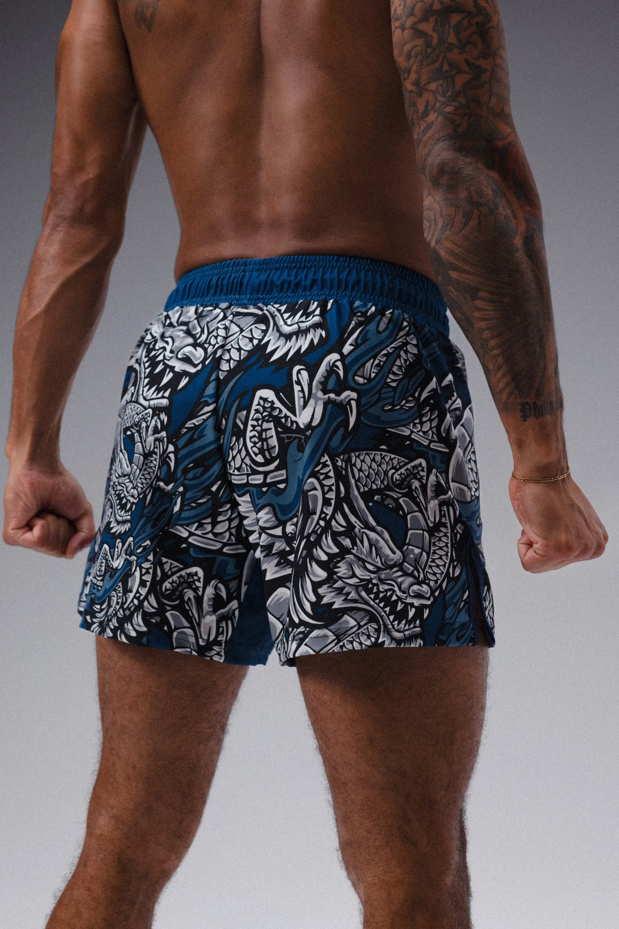 Iron Dragon Fight Shorts (5"&7“ Inseam) - Blue