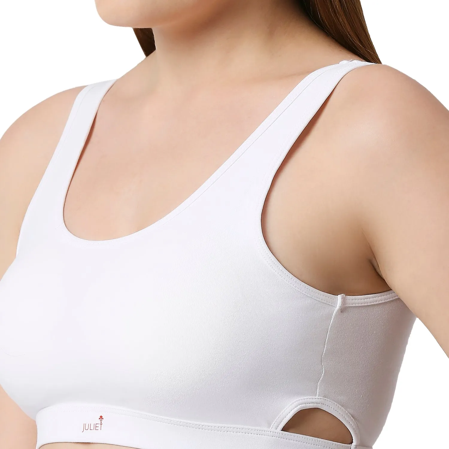 JS 90-4 Padded Solid Low Impact Sports Bra White