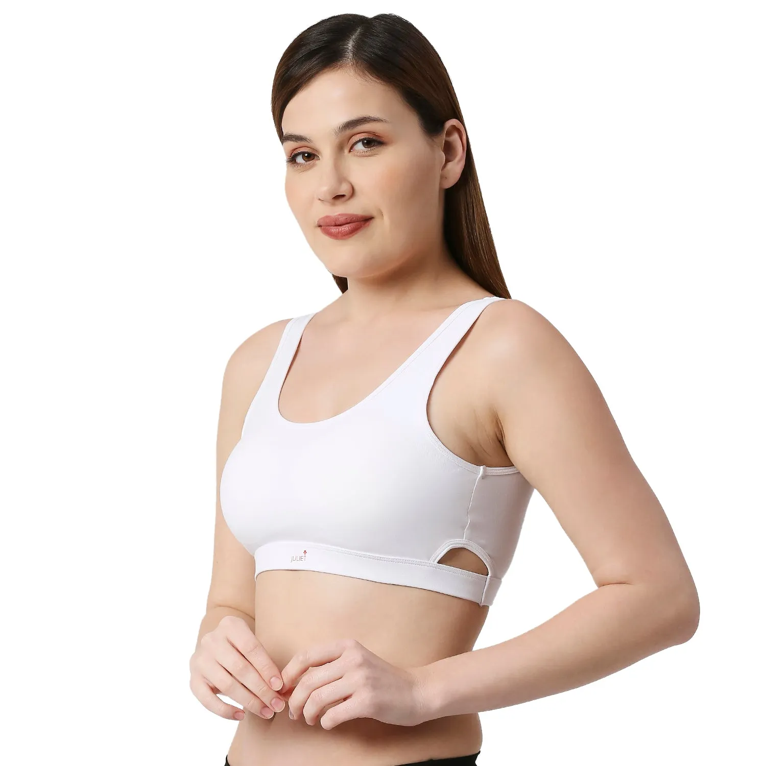 JS 90-4 Padded Solid Low Impact Sports Bra White