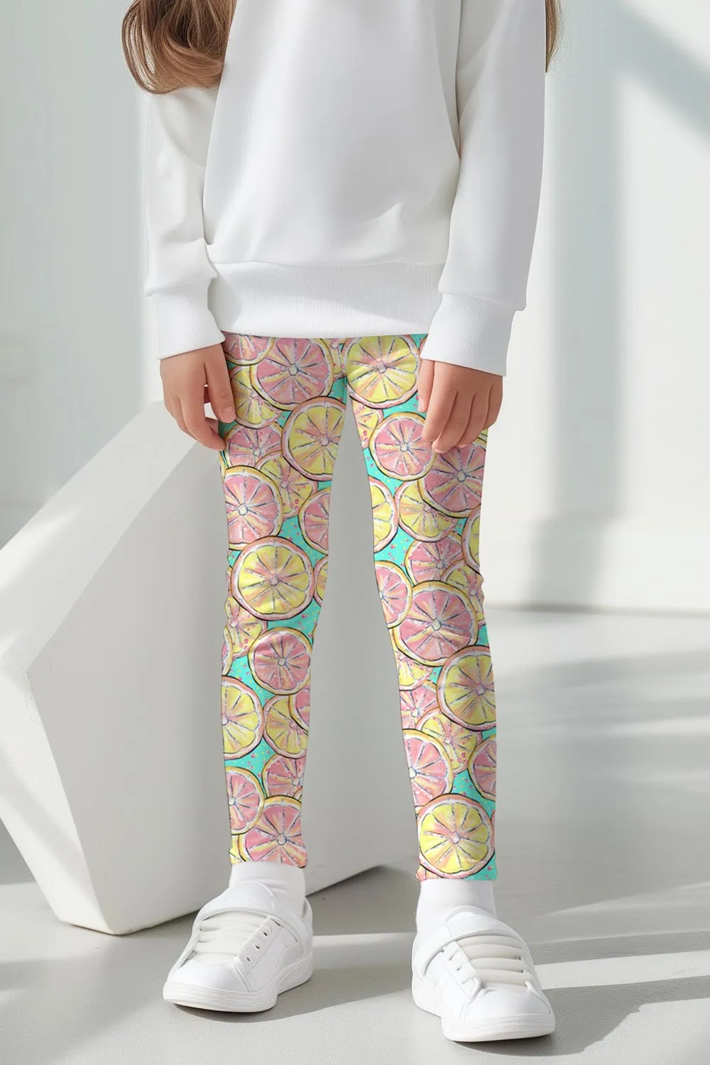 Marmalade Lucy Pink & Yellow Lemon Print Leggings - Kids