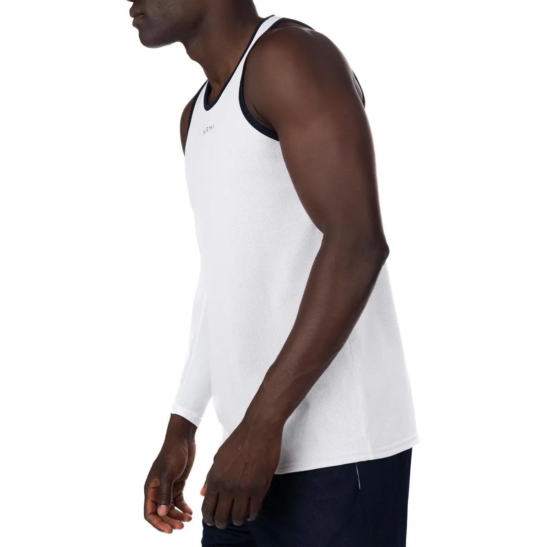 Men's Intermediate Reversible Basketball Tank Top - White/Blue