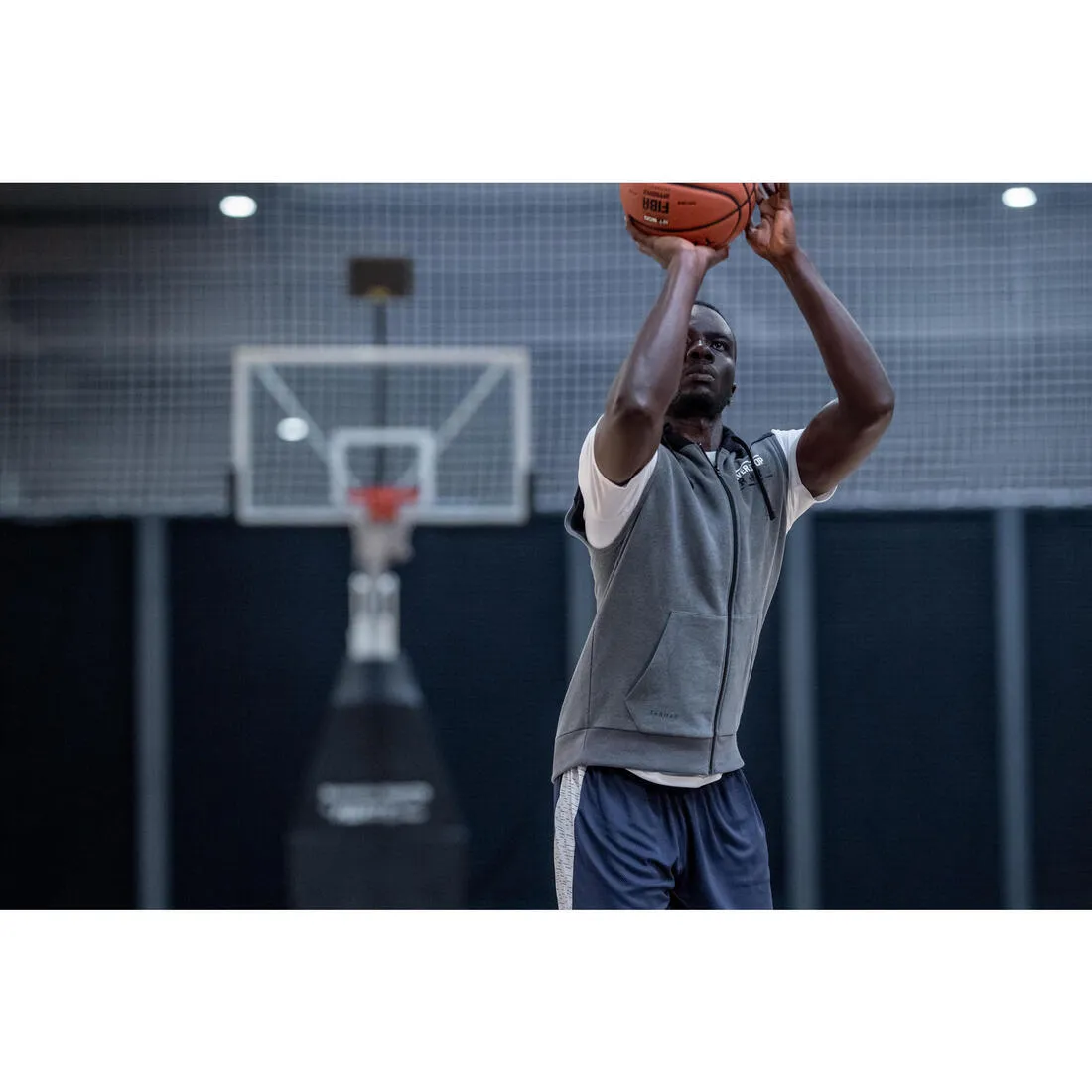 Men's/Women's Basketball Sleeveless Hoodie J100 - Grey