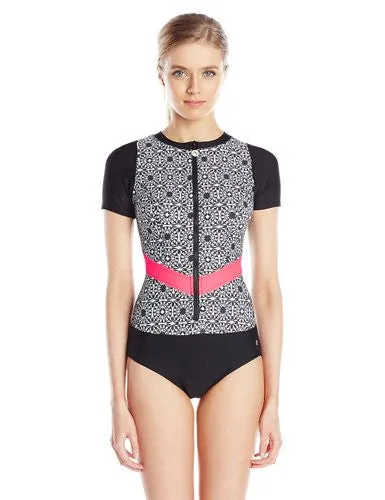 Next Swimwear Womens Black Inner Chakra Manhattan Zip One Piece Swimsuit Size Small