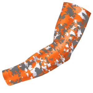 Orange - Gray Digital Camo Compression Arm Sleeve