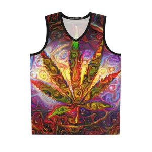 Psychedelic Pot Leaf Basketball Jersey