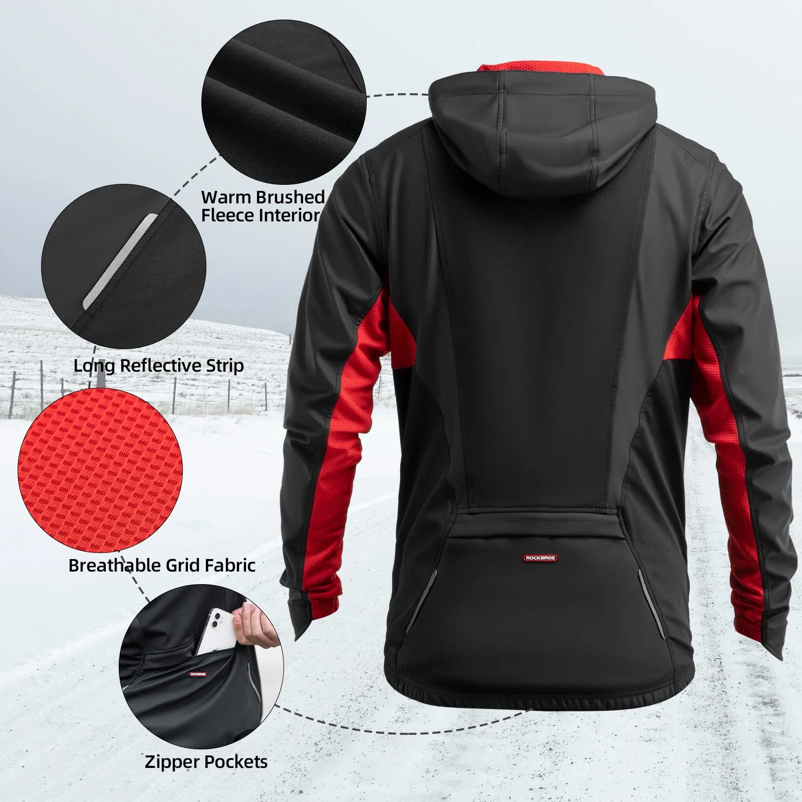 ROCKBROS Winter Cycling Jacket for Men Outdoor Sports Soft Shell Jacket
