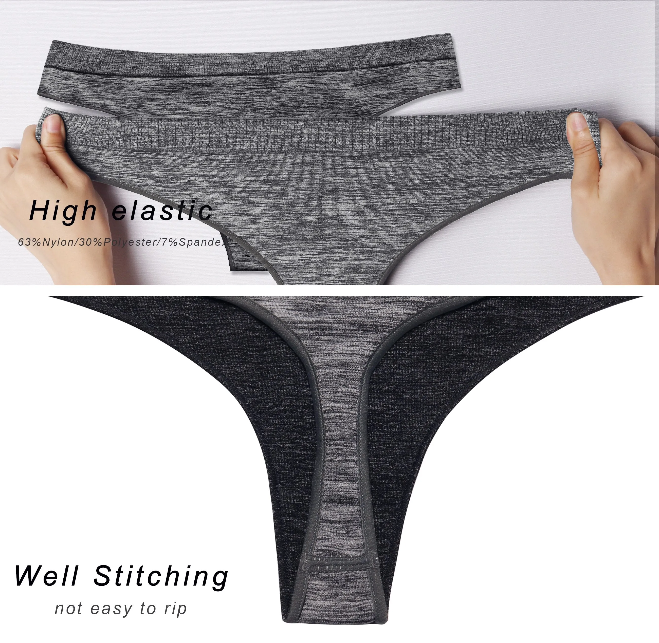Seamless Sports Thongs Underwear heathercharcoal ins_Tall Size