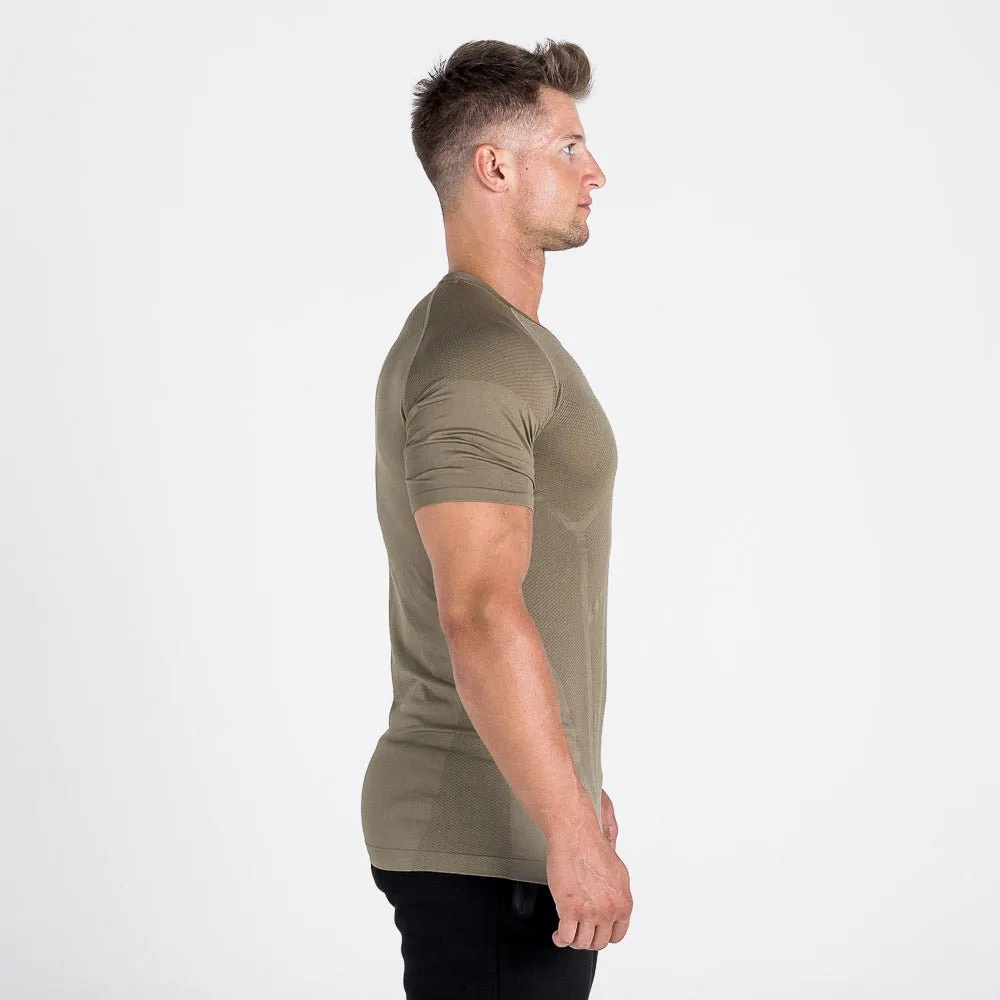 Seamless Spyder Tee - Olive in Half Sleeves