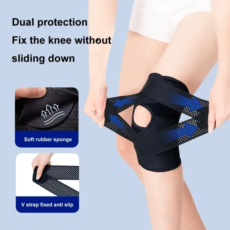 Sixth Generation Breathable Sports Knee Pad Adjustable Outdoor Running Hiking Patella Strap, Size: XL(White)