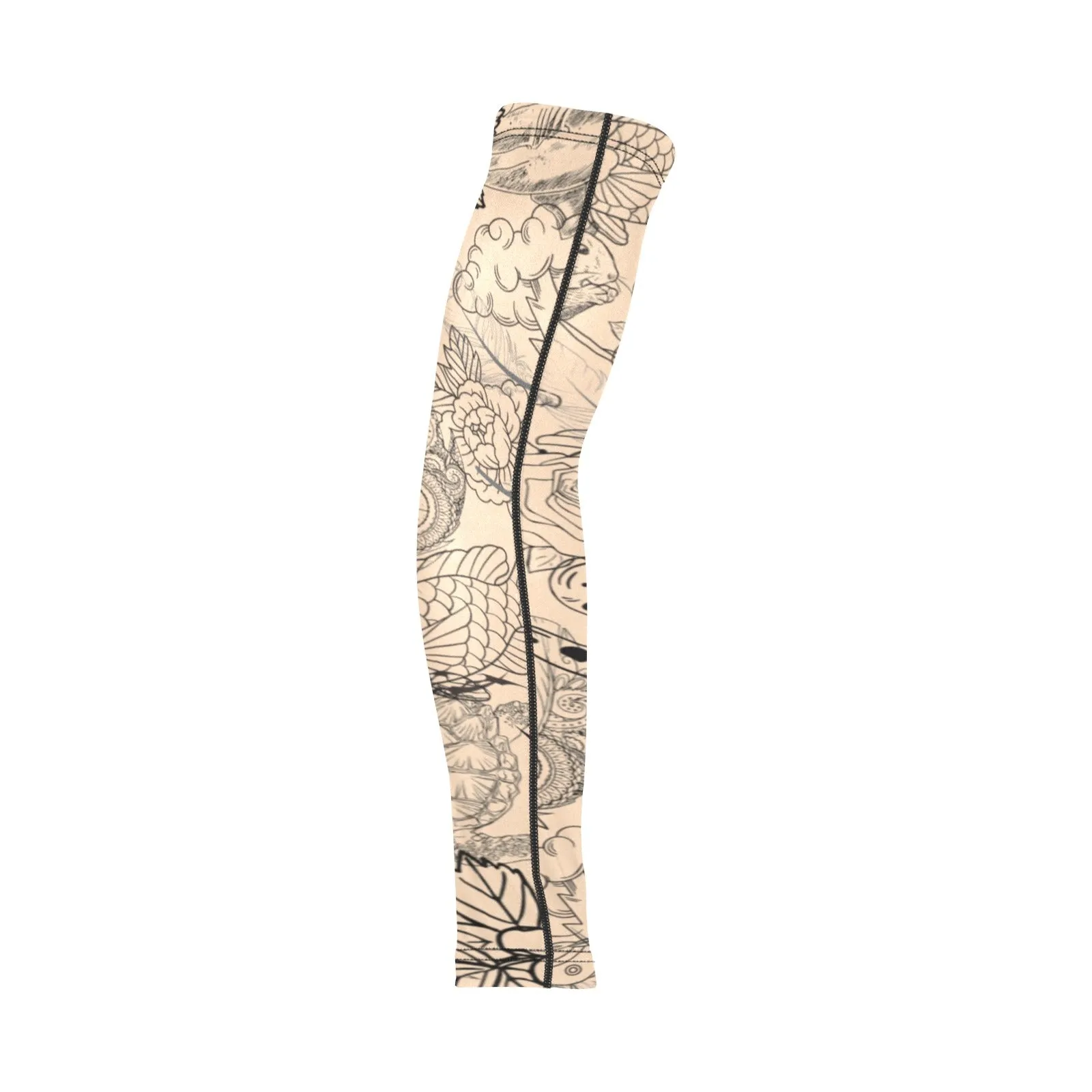 Tatt Art Graphic Brown Weather Protection Arm Sleeves (FWS)