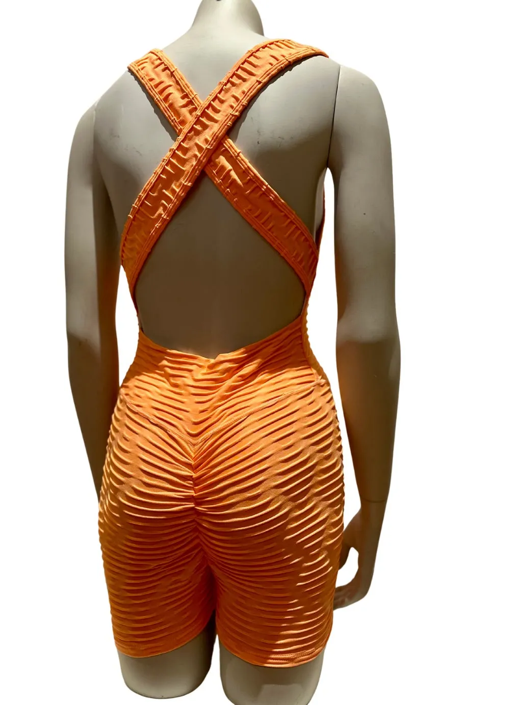 Textured Crisscross Playsuit Scrunch Booty
