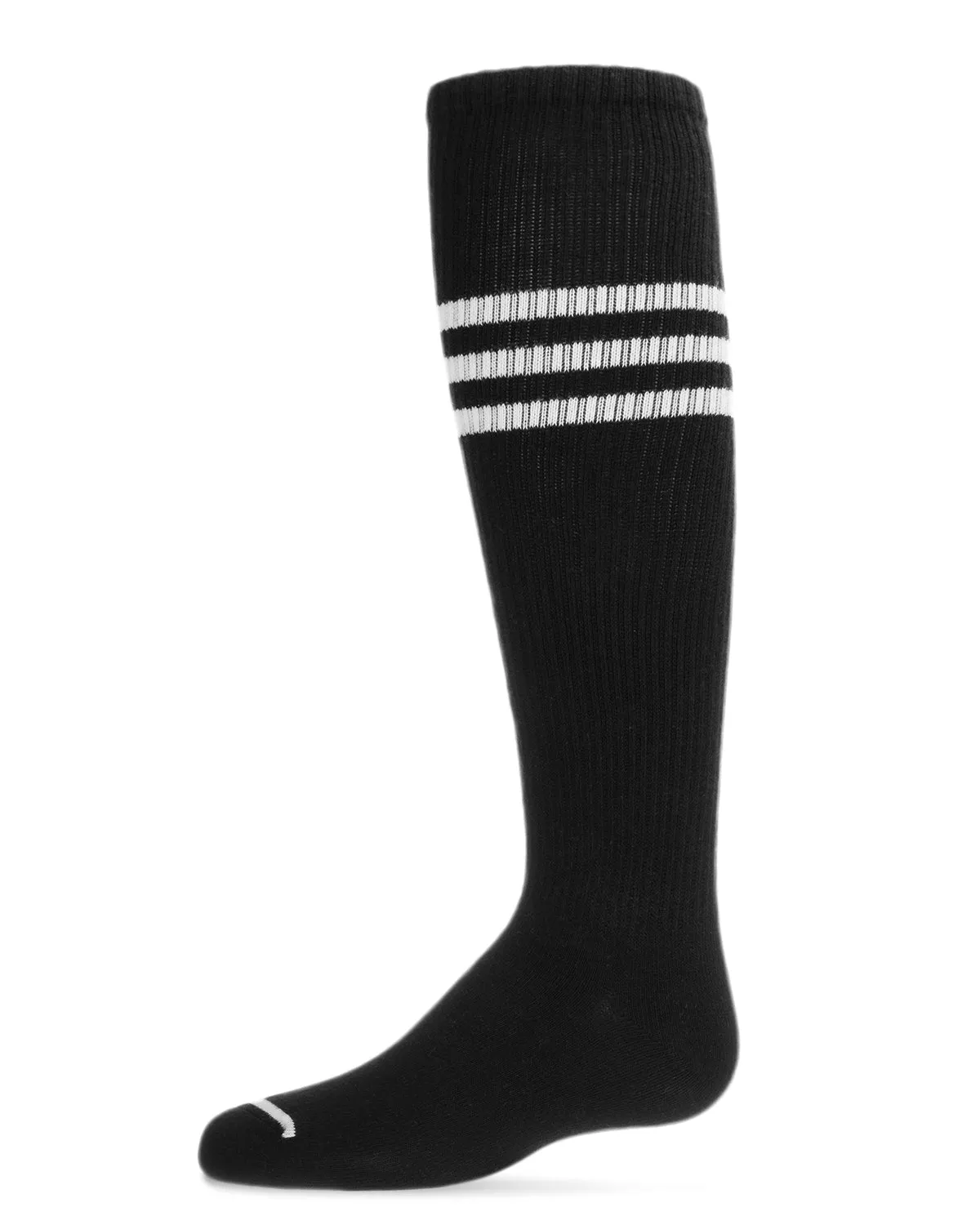 Thin Ribbed Sport Stripe Cotton Blend Knee High Socks