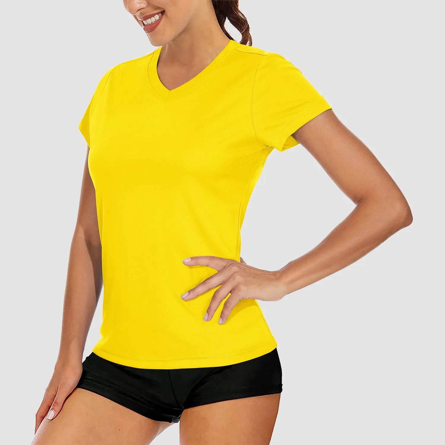 Women's T-Shirts Short Sleeve Quick Dry Athletic V-Neck Tee Shirt Running